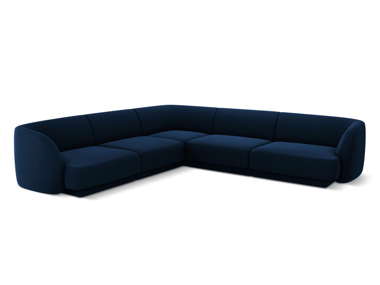 Coltar simetric 5 locuri, Miley, Micadoni Home, BL, 252x252x74 cm, catifea, albastru regal - imagine 6